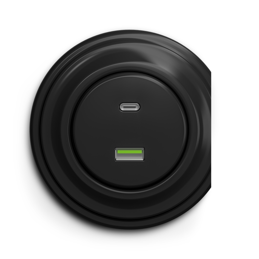 Kliklap - Prise USB vintage A+C noir