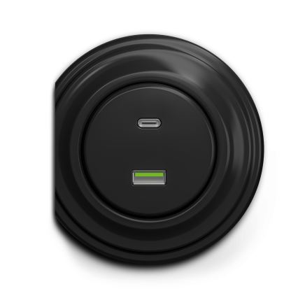 Kliklap - Prise USB vintage A+C noir