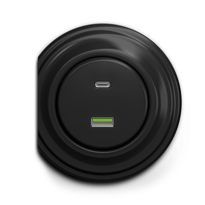 Kliklap - Prise USB vintage A+C noir