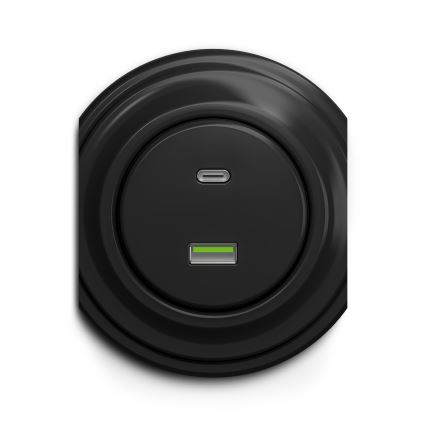 Kliklap - Prise USB vintage A+C noir