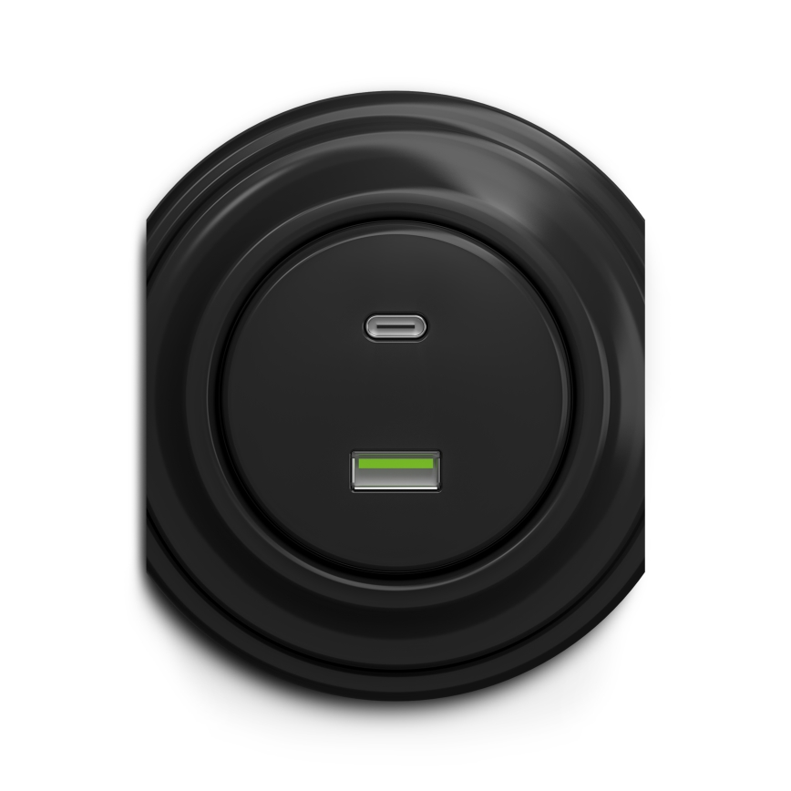 Kliklap - Prise USB vintage A+C noir
