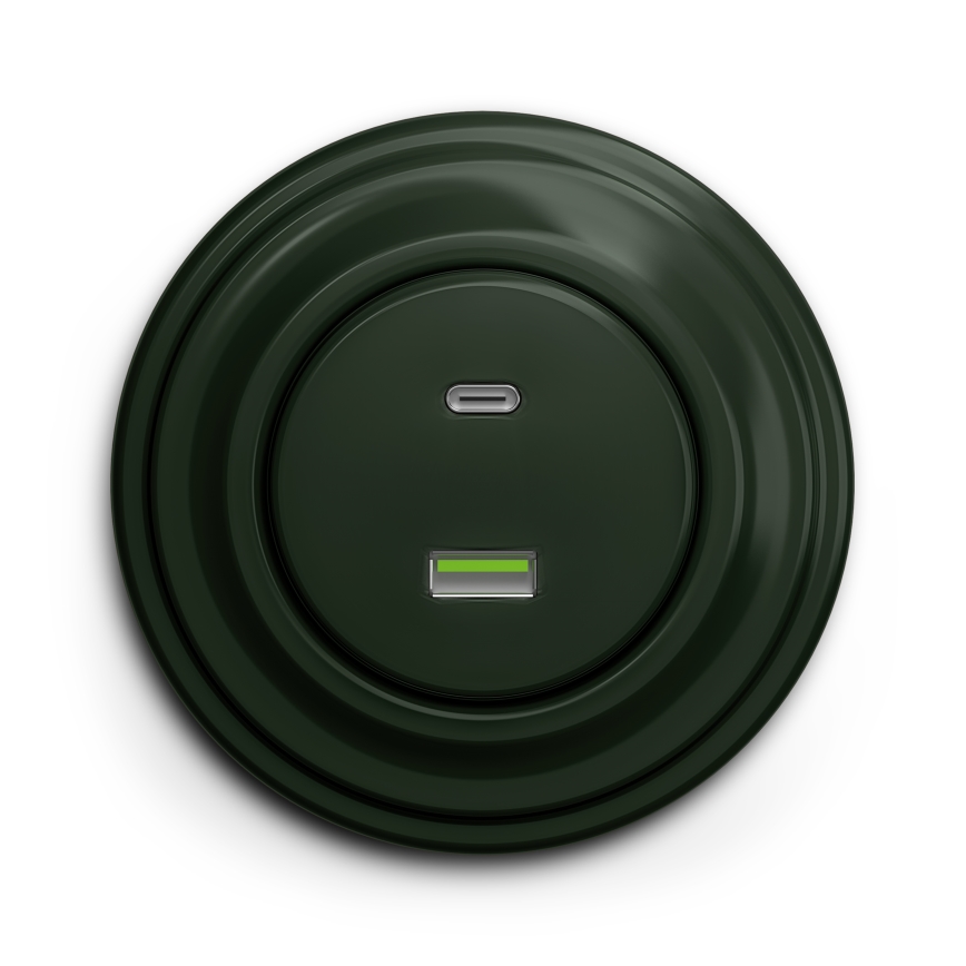 Kliklap - Prise USB vintage A+C vert