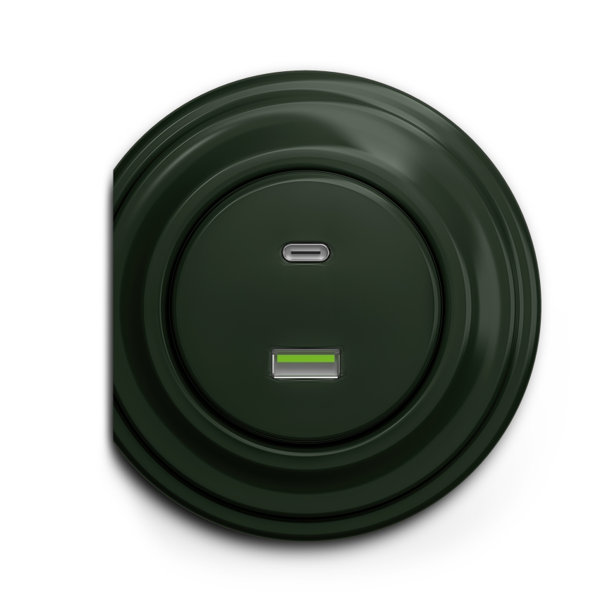 Kliklap - Prise USB vintage A+C vert