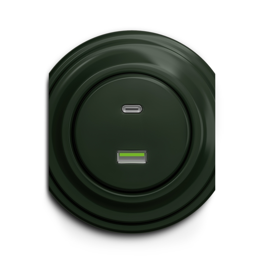 Kliklap - Prise USB vintage A+C vert