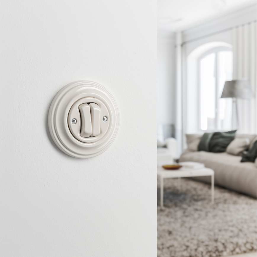 Kliklap - Pulsante doppio retrò con cornice beige