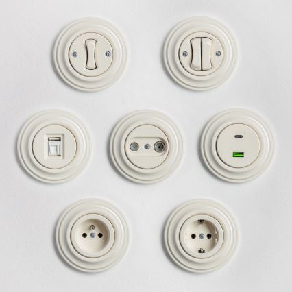 Kliklap - Pulsante doppio retrò con cornice beige