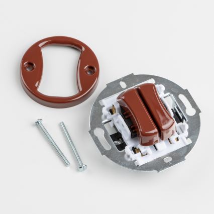 Kliklap - Pulsante doppio retrò con cornice marrone