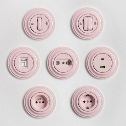 Kliklap - Pulsante doppio retrò con cornice, rosa antico