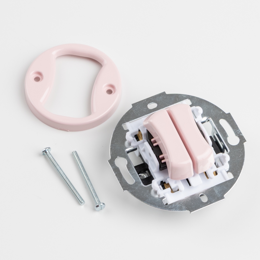 Kliklap - Pulsante doppio retrò senza cornice, rosa antico