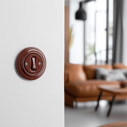 Kliklap - Pulsante retrò con cornice marrone