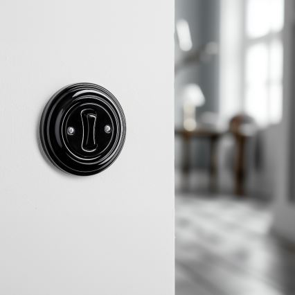 Kliklap - Pulsante retrò con cornice, nero