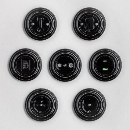 Kliklap - Pulsante retrò con cornice, nero