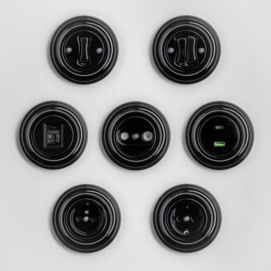 Kliklap - Pulsante retrò con cornice, nero