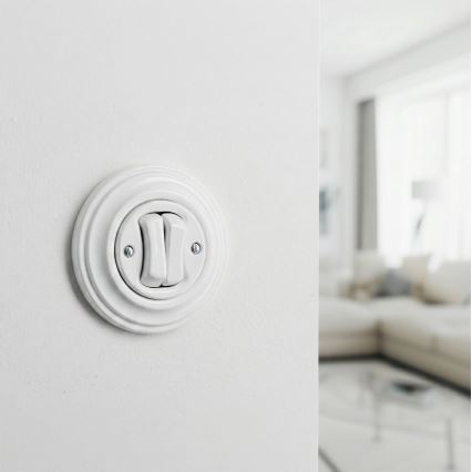 Kliklap - Retro Doppeltaster mit Rahmen, schneeweiß