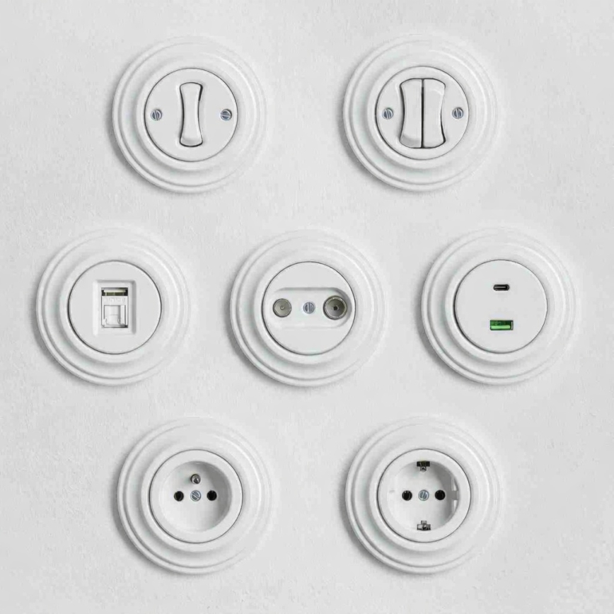 Kliklap - Retro Doppeltaster mit Rahmen, schneeweiß