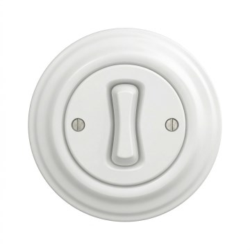 Kliklap - Retro-Einpolschalter mit Rahmen Nr. 1, schneeweiß