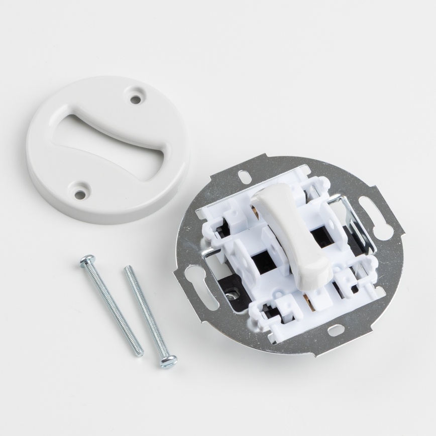 Kliklap - Retro-Einpolschalter mit Rahmen Nr. 1, schneeweiß