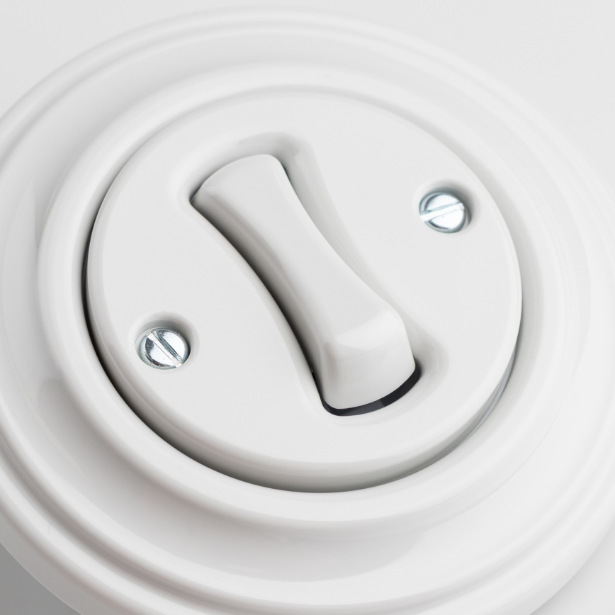 Kliklap - Retro-Einpolschalter mit Rahmen Nr. 1, schneeweiß