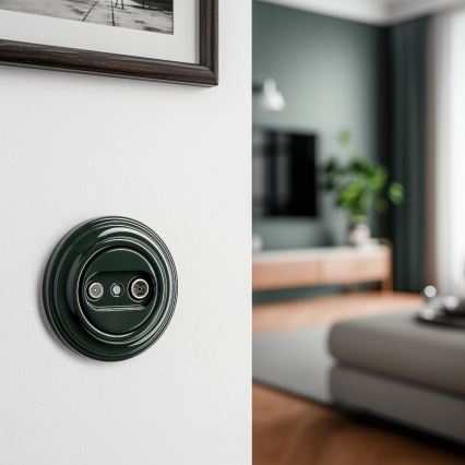 Kliklap - Retro presa TV/FM passante con cornice verde