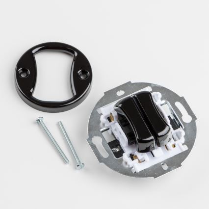 Kliklap - Retro-Serienschalter mit Rahmen Nr. 5, Schwarz