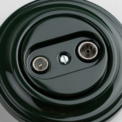 Kliklap - Retro TV-/Radio-Anschlussdose (Durchgang) mit Rahmen, grün