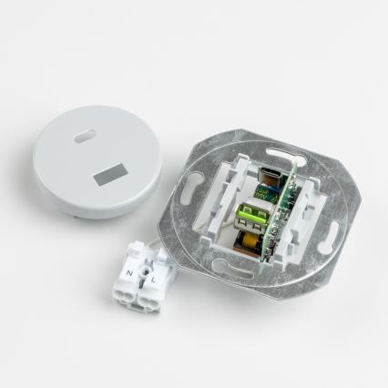 Kliklap - Retro-USB-Steckdose A+C mit Rahmen, grau