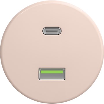 Kliklap - Retro-USB-Steckdose A+C rahmenlos, altrosa