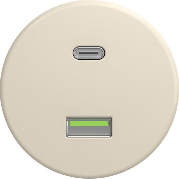 Kliklap - Retro-USB-Steckdose A+C rahmenlos beige