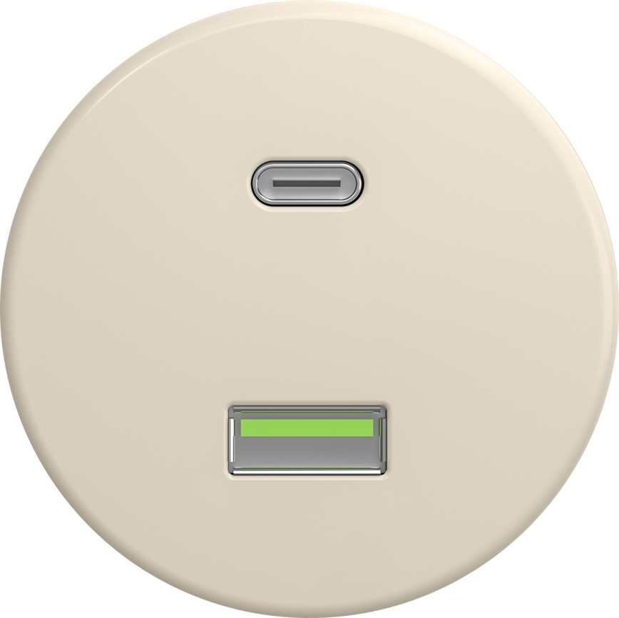 Kliklap - Retro-USB-Steckdose A+C rahmenlos beige