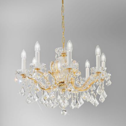 Kolarz 3149.88.3.KoT - Kristall-Hängeleuchte an Kette MARIA LOUISE 8xE14/40W/230V 24K golden