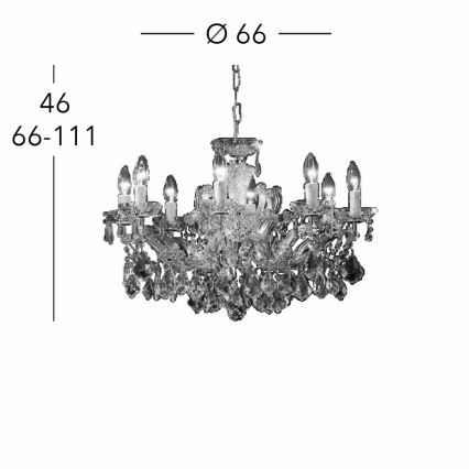 Kolarz 3149.88.3.KoT - Kristall-Hängeleuchte an Kette MARIA LOUISE 8xE14/40W/230V 24K golden