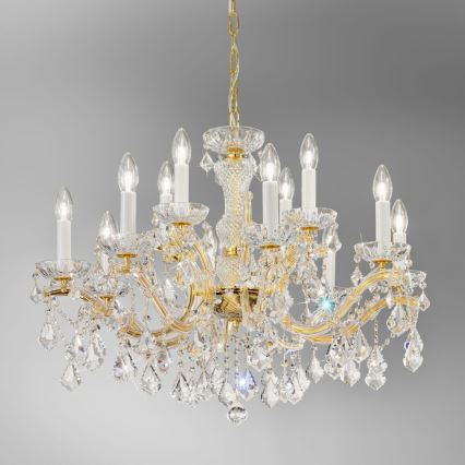 Kolarz 3149.88+4.3.KoT - Kristall-Hängeleuchte an Kette MARIA LOUISE 12xE14/40W/230V 24K golden
