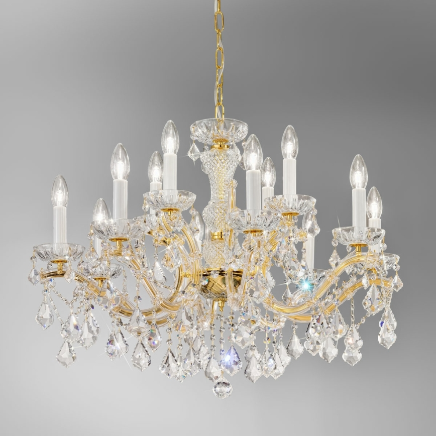 Kolarz 3149.88+4.3.KoT - Kristall-Hängeleuchte an Kette MARIA LOUISE 12xE14/40W/230V 24K golden
