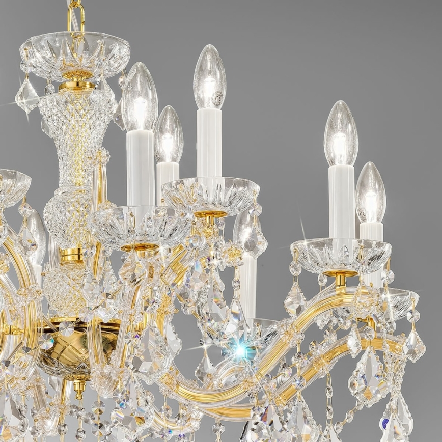 Kolarz 3149.88+4.3.KoT - Kristall-Hängeleuchte an Kette MARIA LOUISE 12xE14/40W/230V 24K golden