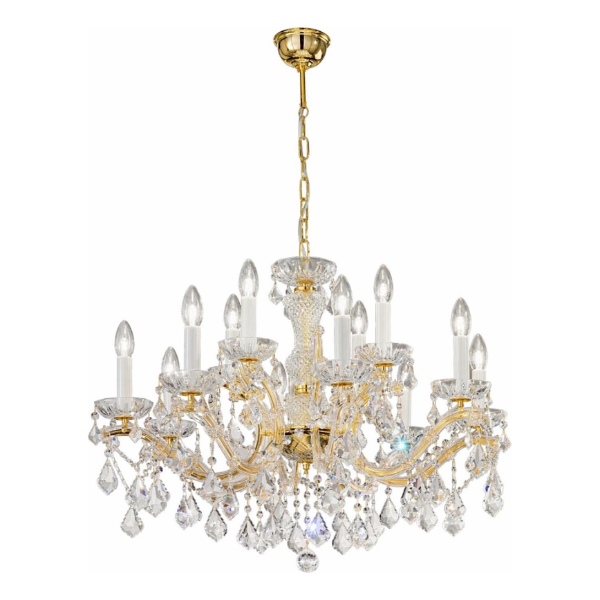 Kolarz 3149.88+4.3.KoT - Lampadario di cristallo a sospensione con catena MARIA LOUISE 12xE14/40W/230V 24K oro