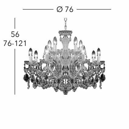 Kolarz 3149.88+4.3.KoT - Lampadario di cristallo a sospensione con catena MARIA LOUISE 12xE14/40W/230V 24K oro
