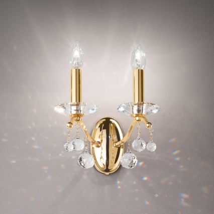 Kolarz 3234.62.3.KoT - Kristall-Wandleuchte CARMEN 2xE14/60W/230V 24 Karat Gold