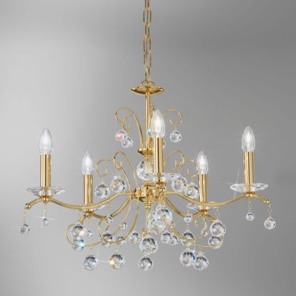 Kolarz 3234.85.3.KoT - Kristall-Hängeleuchte an Kette CARMEN 5xE14/60W/230V 24K golden
