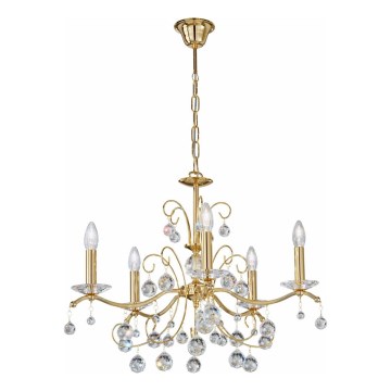 Kolarz 3234.85.3.KoT - Lampadario di cristallo a sospensione con catena CARMEN 5xE14/60W/230V 24K oro
