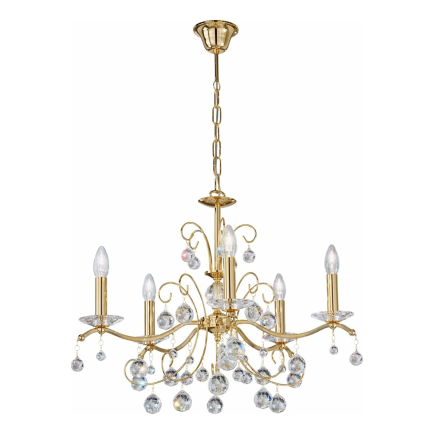 Kolarz 3234.85.3.KoT - Lampadario di cristallo a sospensione con catena CARMEN 5xE14/60W/230V 24K oro