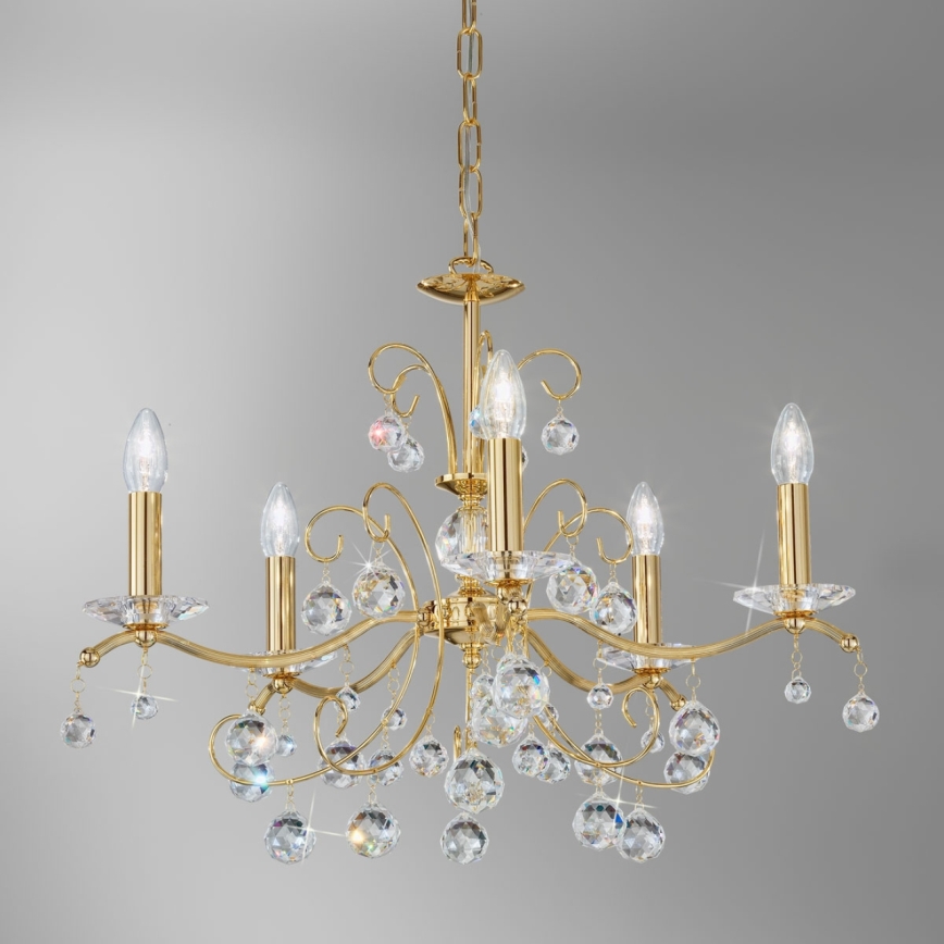 Kolarz 3234.85.3.KoT - Lampadario di cristallo a sospensione con catena CARMEN 5xE14/60W/230V 24K oro