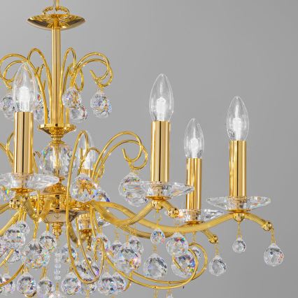 Kolarz 3234.88.3.KoT - Kristall-Kronleuchter an Kette CARMEN 8xE14/60W/230V 24K Gold
