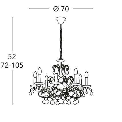 Kolarz 3234.88.3.KoT - Lampadario in cristallo a catena CARMEN 8xE14/60W/230V oro 24K