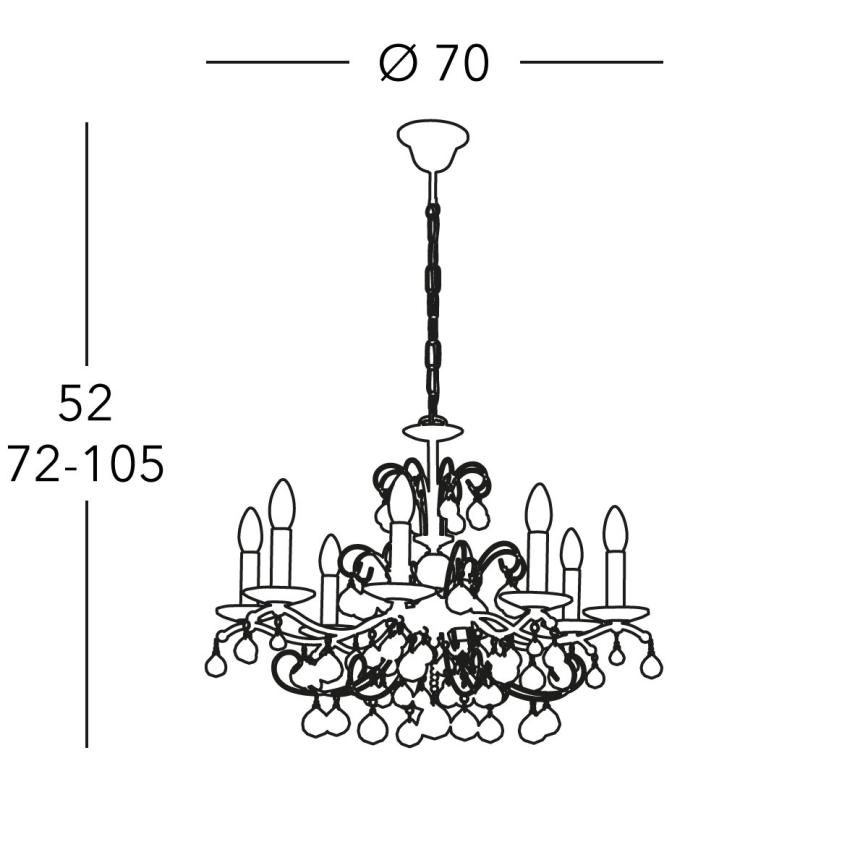 Kolarz 3234.88.3.KoT - Lampadario in cristallo a catena CARMEN 8xE14/60W/230V oro 24K