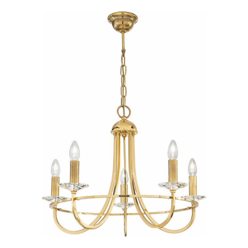 Kolarz 330.85.8C - Lampadario di cristallo a sospensione con catena IMPERIAL 5xE14/60W/230V oro