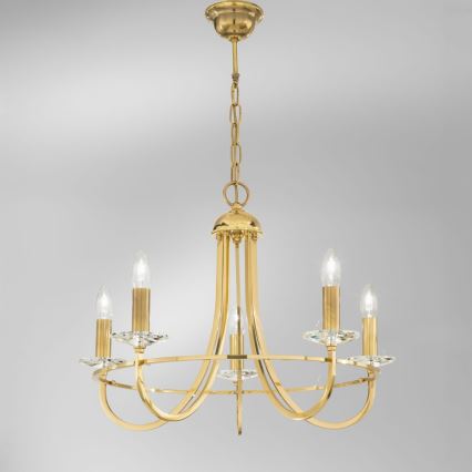 Kolarz 330.85.8C - Lampadario di cristallo a sospensione con catena IMPERIAL 5xE14/60W/230V oro