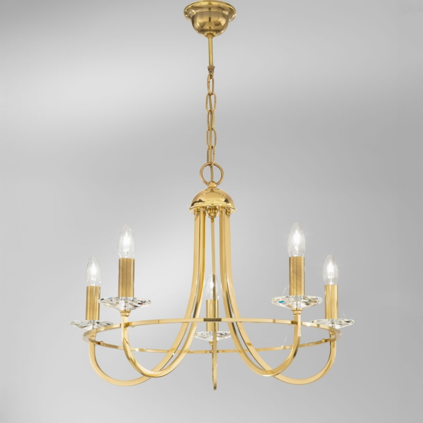 Kolarz 330.85.8C - Lampadario di cristallo a sospensione con catena IMPERIAL 5xE14/60W/230V oro
