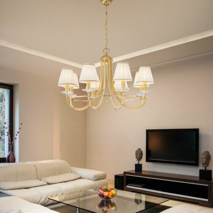 Kolarz 330.88.8C - Kristall-Hängeleuchte an Kette IMPERIAL 8xE14/60W/230V golden