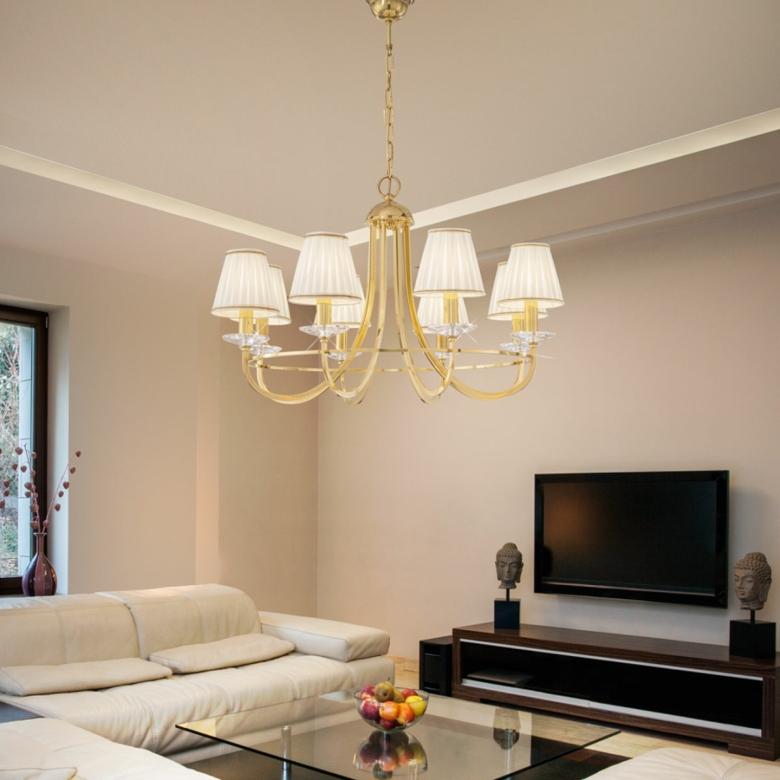 Kolarz 330.88.8C - Lampadario di cristallo a sospensione con catena IMPERIAL 8xE14/60W/230V oro