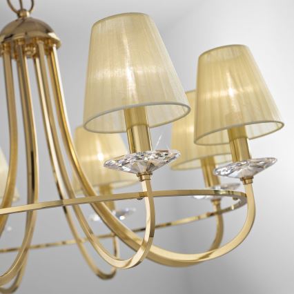 Kolarz 330.88.8C - Lampadario di cristallo a sospensione con catena IMPERIAL 8xE14/60W/230V oro